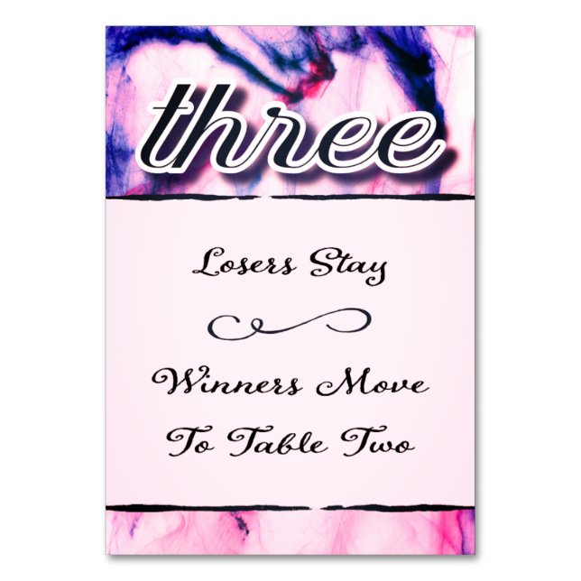 Tarjeta de mesa Bunco Watercolor Tres (Anverso)