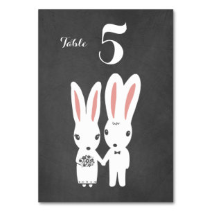 Tarjeta De Mesa Bunnies Pareja Chalkboard Estilo Boda Recepción