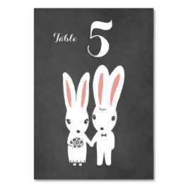 Tarjeta De Mesa Bunnies Pareja Chalkboard Estilo Boda Recepción