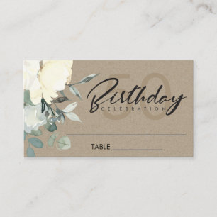TARJETA DE MESA BUNQUE DE COLOR DE AGUA BLANCO FLORAL DE BARRIO DE