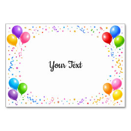 Tarjeta De Mesa Bunte Party Ballons Konfetti Rahmen Design