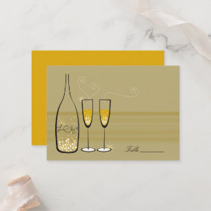 Tarjeta De Mesa Burbujas de champán dorado Moderno Chic Elegante B