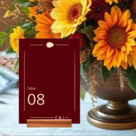 Tarjeta De Mesa Burgundy Autumn Wedding