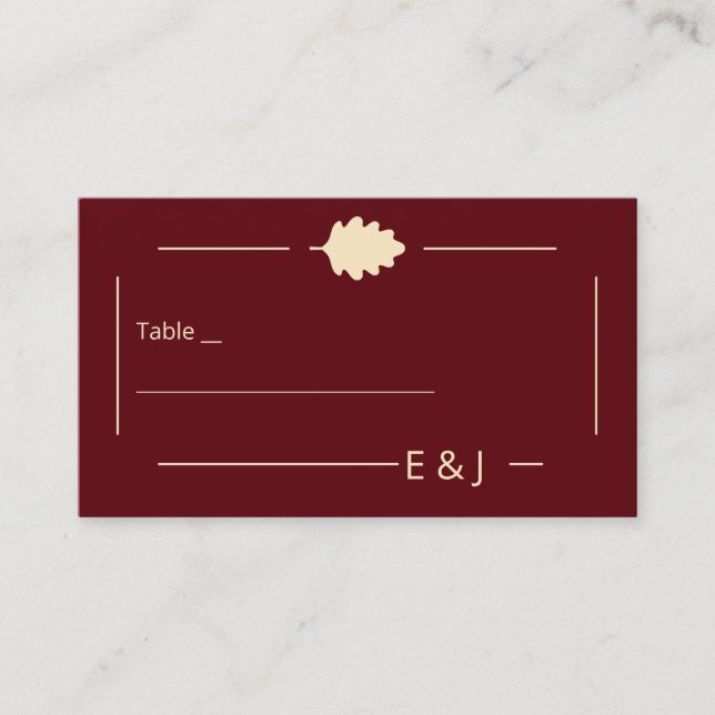 Tarjeta De Mesa Burgundy Autumn Wedding (Anverso)