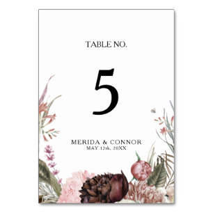 Tarjeta De Mesa Burgundy Boho número de tabla de flores