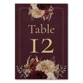 Tarjeta De Mesa Burgundy Floral Gothic Wedding Table Number