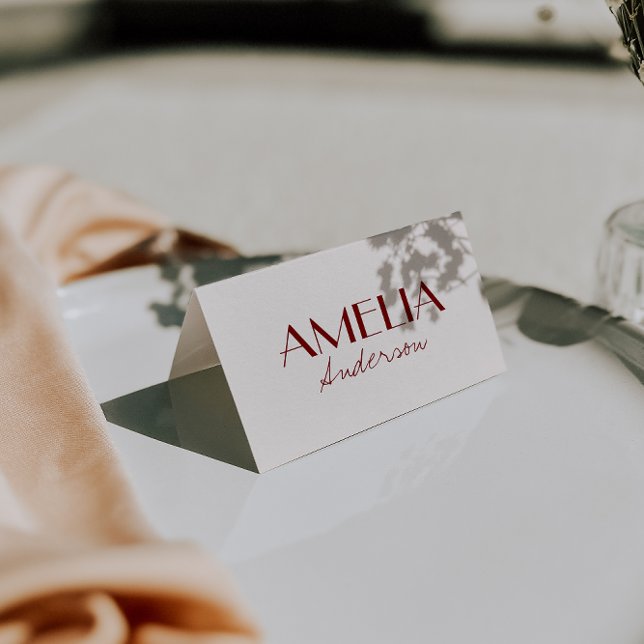 Tarjeta De Mesa Burgundy Ivory Old Money Wedding Place Cards    (Subido por el creador)