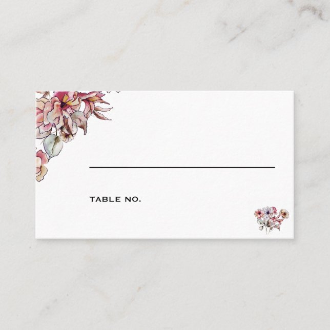 Tarjeta De Mesa Burgundy Pink Floral Bouquet Boda (Anverso)
