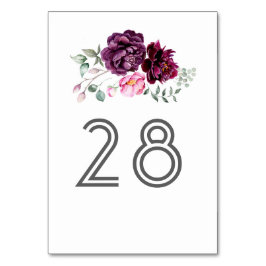 Tarjeta De Mesa Burgundy Rubor y Plum Floral