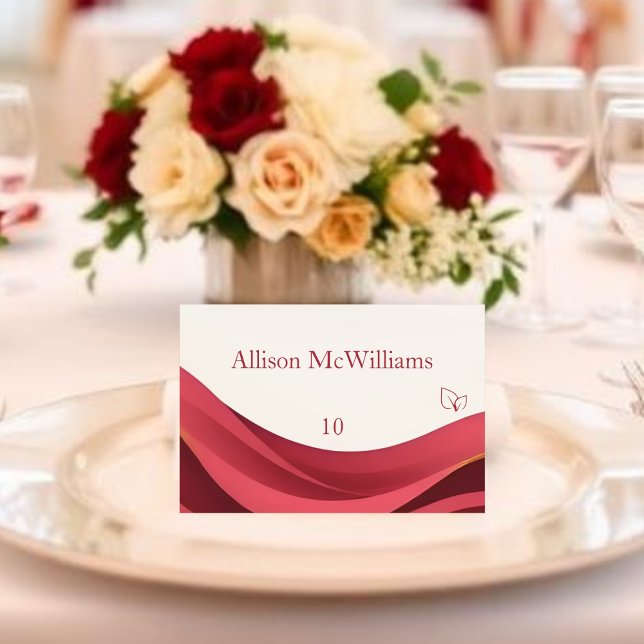 Tarjeta De Mesa Burgundy Wedding Place Card-Vegan (Burgundy and Ivory Wedding Place Card-Vegan Table Number )