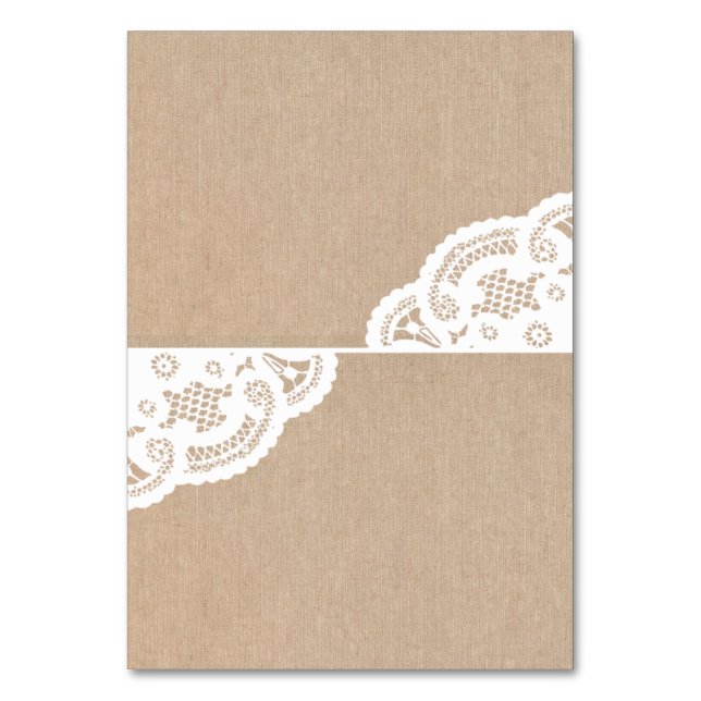 Tarjeta De Mesa Burlap Lace Doily Boda Table Place Cards (Anverso)