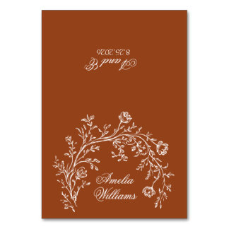 Tarjeta De Mesa Burnt Orange Floral Terracotta Wedding Place Cards