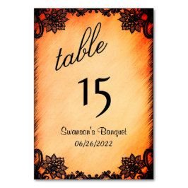 Tarjeta De Mesa Burnt Orange Lace Table Number 