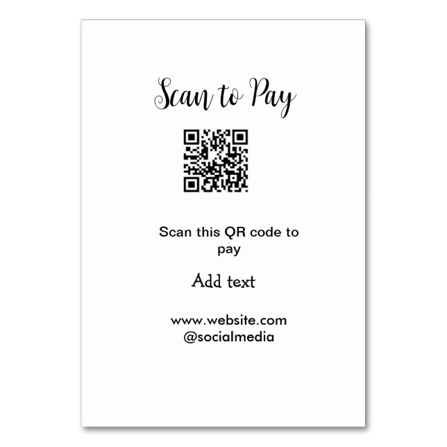 Tarjeta De Mesa Buscar para pagar el análisis código QR agregar de (Anverso)