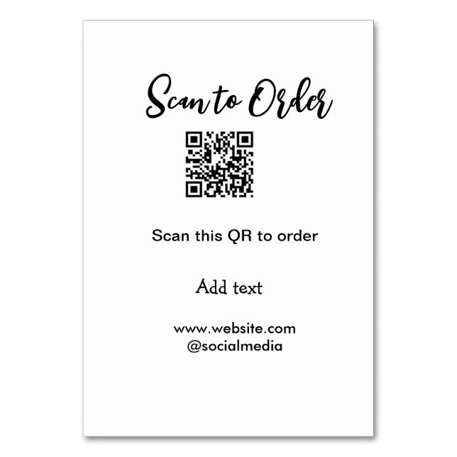 Tarjeta De Mesa Buscar para solicitar el análisis código QR agrega (Anverso)