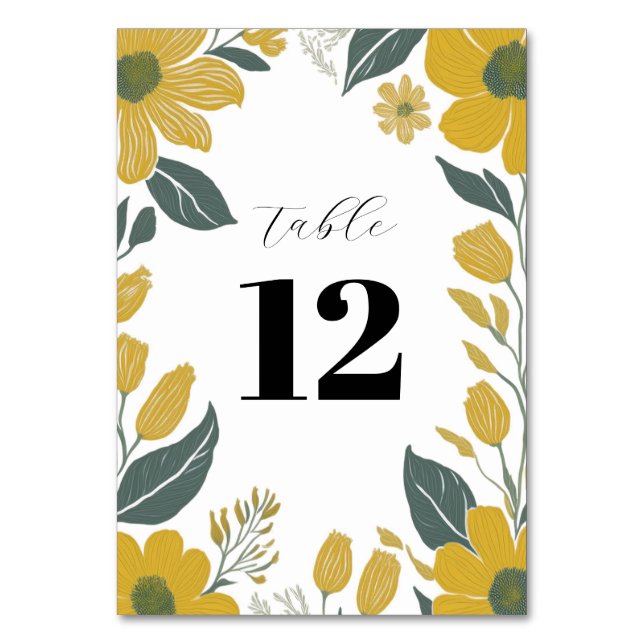 Tarjeta De Mesa Buttercup Boda Amarillo Floral Moderno (Anverso)