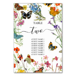 Tarjeta De Mesa Butterflies Boda Floral Número de tabla