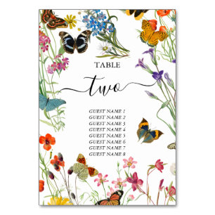 Tarjeta De Mesa Butterflies Boda Floral Número de tabla