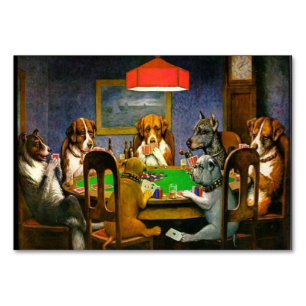 Tarjeta De Mesa C.M. Coolidge Dogs Jugando Poker