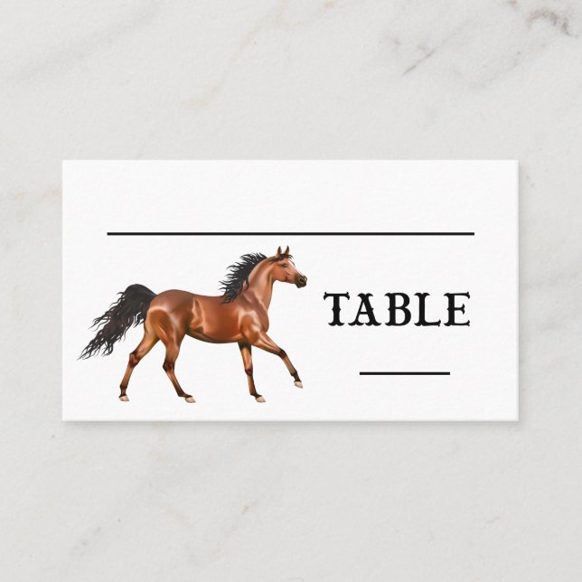 Tarjeta De Mesa Caballo Fiesta Rústico de la boda campestre occide (Anverso)