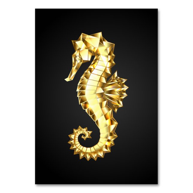 Tarjeta De Mesa Caballo marino polígono de oro (Anverso)