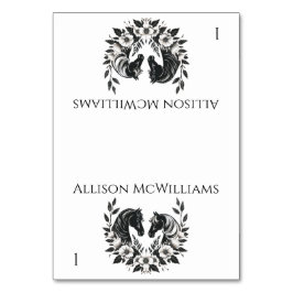 Tarjeta De Mesa Caballos y flores de bodas rurales