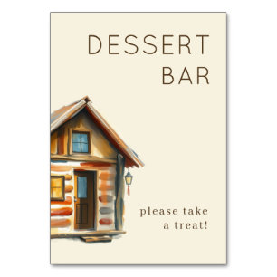 Tarjeta De Mesa Cabaña Rústica Acogedora de Acuarela