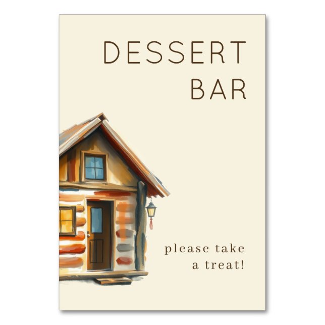 Tarjeta De Mesa Cabaña Rústica Acogedora de Acuarela (Anverso)