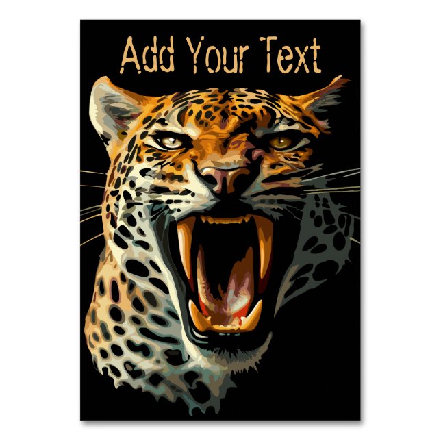 Tarjeta De Mesa Cabeza de ataque ruidosa de leopardo (Anverso)