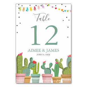 Tarjeta De Mesa Cactus Boda Rustic Fiesta Table Number Card