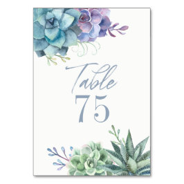 Tarjeta De Mesa Cactus de color de agua Sucultores Número de tabla