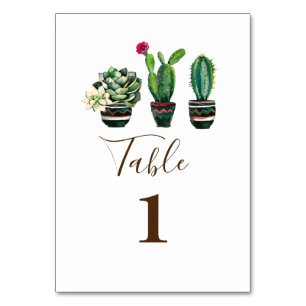 Tarjeta De Mesa cactus, suculento, acuarela, fiesta, mexicano,