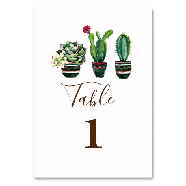 Tarjeta De Mesa cactus, suculento, acuarela, fiesta, mexicano, (Anverso)