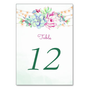 Tarjeta De Mesa Cactus Suculum String Light Table Number Cards