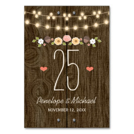 Tarjeta De Mesa CADENA Rubor DE LUZ NÚMERO DE TABLA DE CAÍDA RÚSTI