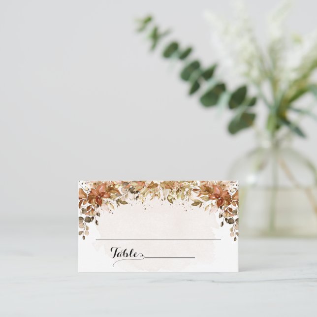 Tarjeta De Mesa Cae Eucalyptus Bridal Shower Autumt Boda Flat (Anverso de pie)