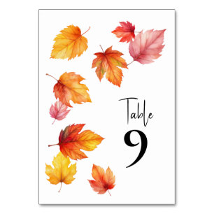 Tarjeta De Mesa Caer Sale del Número de Tabla Boda Otoño,