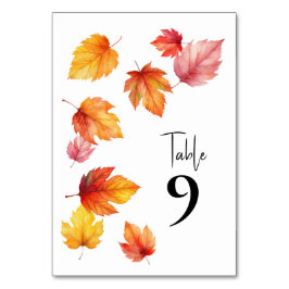 Tarjeta De Mesa Caer Sale del Número de Tabla Boda Otoño,