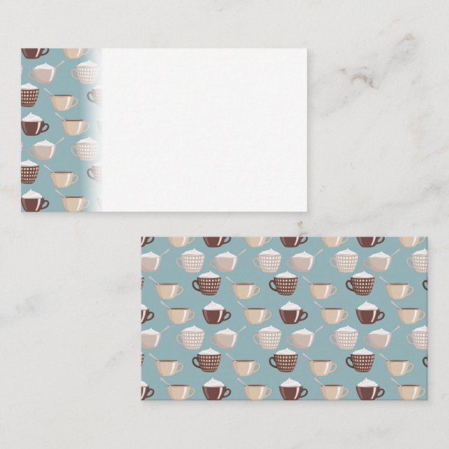 Tarjeta De Mesa Café Cups Cream Caffeine Lover Pastel Blue Brown (Anverso / Reverso)