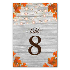 Tarjeta De Mesa Caída de la Madera Rusa deja Boda de las luces de 