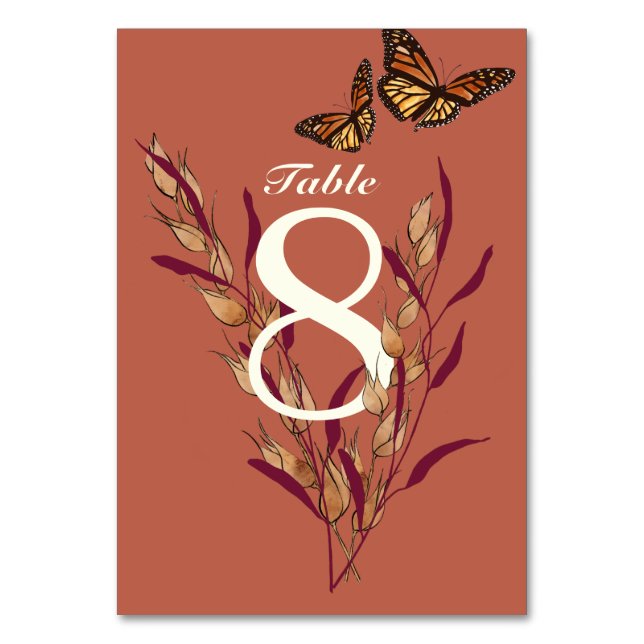 Tarjeta De Mesa Caída de la mariposa monarca Botánica (Anverso)