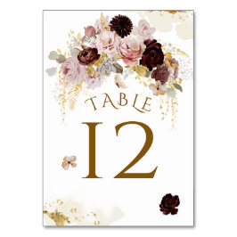 Tarjeta De Mesa Caída Flor Floral Oro Floral Ducha de novia