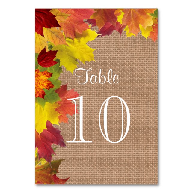 Tarjeta De Mesa Caída Rusa Sale Burlap Número de tabla Boda (Anverso)