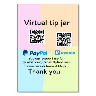 Tarjeta De Mesa Caja virtual de ayuda a través de código q donació