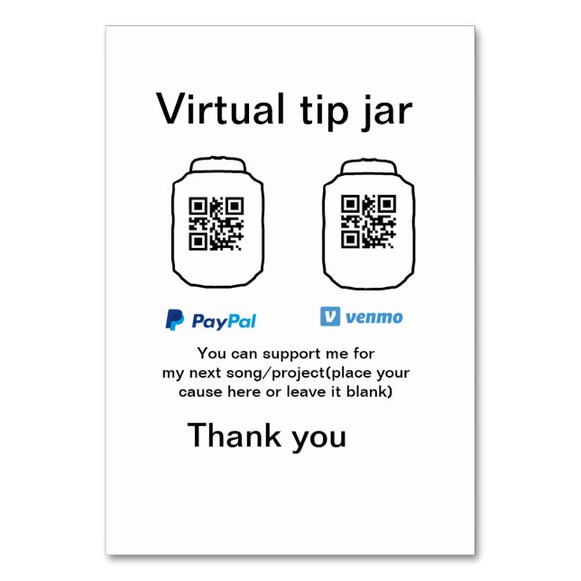 Tarjeta De Mesa Caja virtual de ayuda a través de código q donació (Anverso)