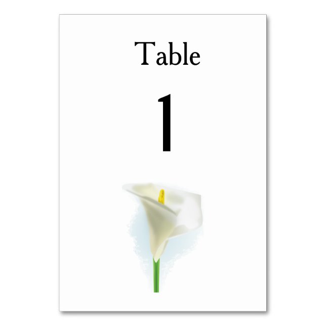 Tarjeta De Mesa Cala Lily Modern Simple Elegante Ideas De Bodas (Anverso)
