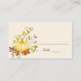 Tarjeta De Mesa Calabaza acuática otoño y hojas planas Boda