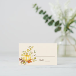 Tarjeta De Mesa Calabaza acuática otoño y hojas planas Boda