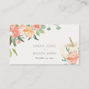 Tarjeta De Mesa Calabaza blanca suave Rubor Floral Boda Colocar co