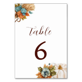 Tarjeta De Mesa Calabaza Boda de otoño minimalista